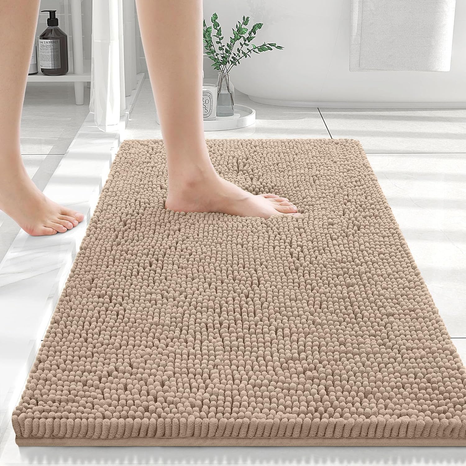 smiry Chenille Bath Mat, 60 x 90 cm, Non-Slip Super Absorbent Bathroom Mat Extra...