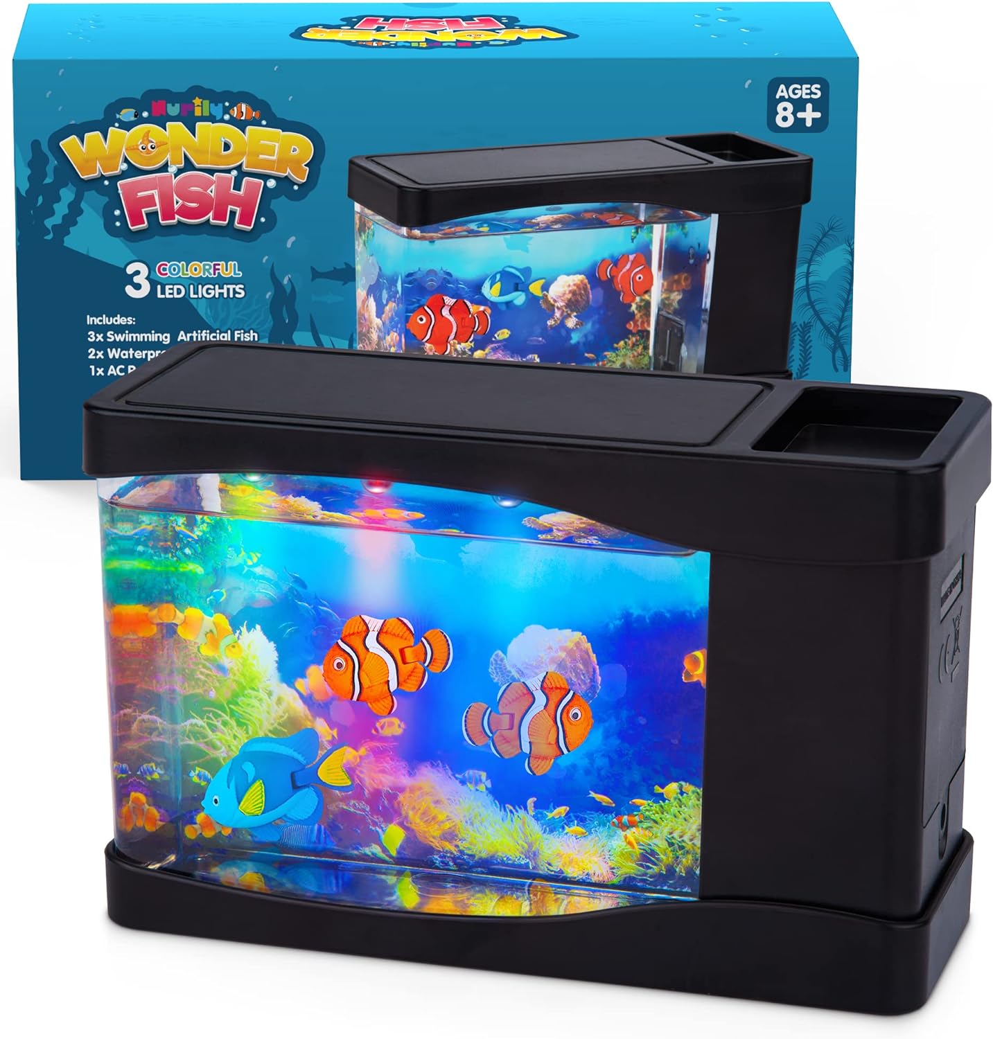 Artificial Fish Tank Virtual Ocean Toy in Motion Lamp - Mini Office Desk Aquariu...