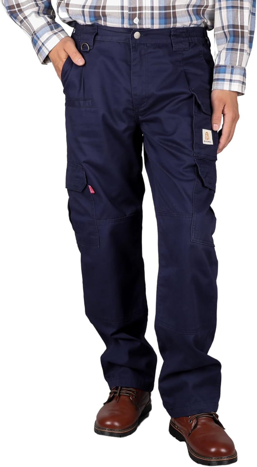 BOCOMAL FR Pants for Men Double Front Flame Resistant Cargo 10 Multi-Pockets Ela...