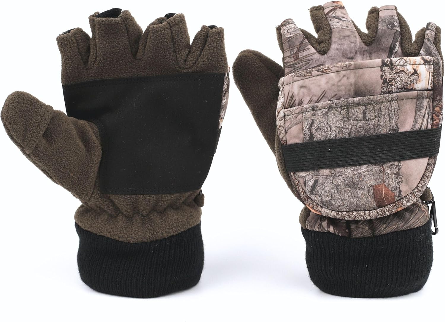 Zeltauto Men’s 3M Thinsulate Fleece Mitten Gloves Convertible Fingerless Mitten...