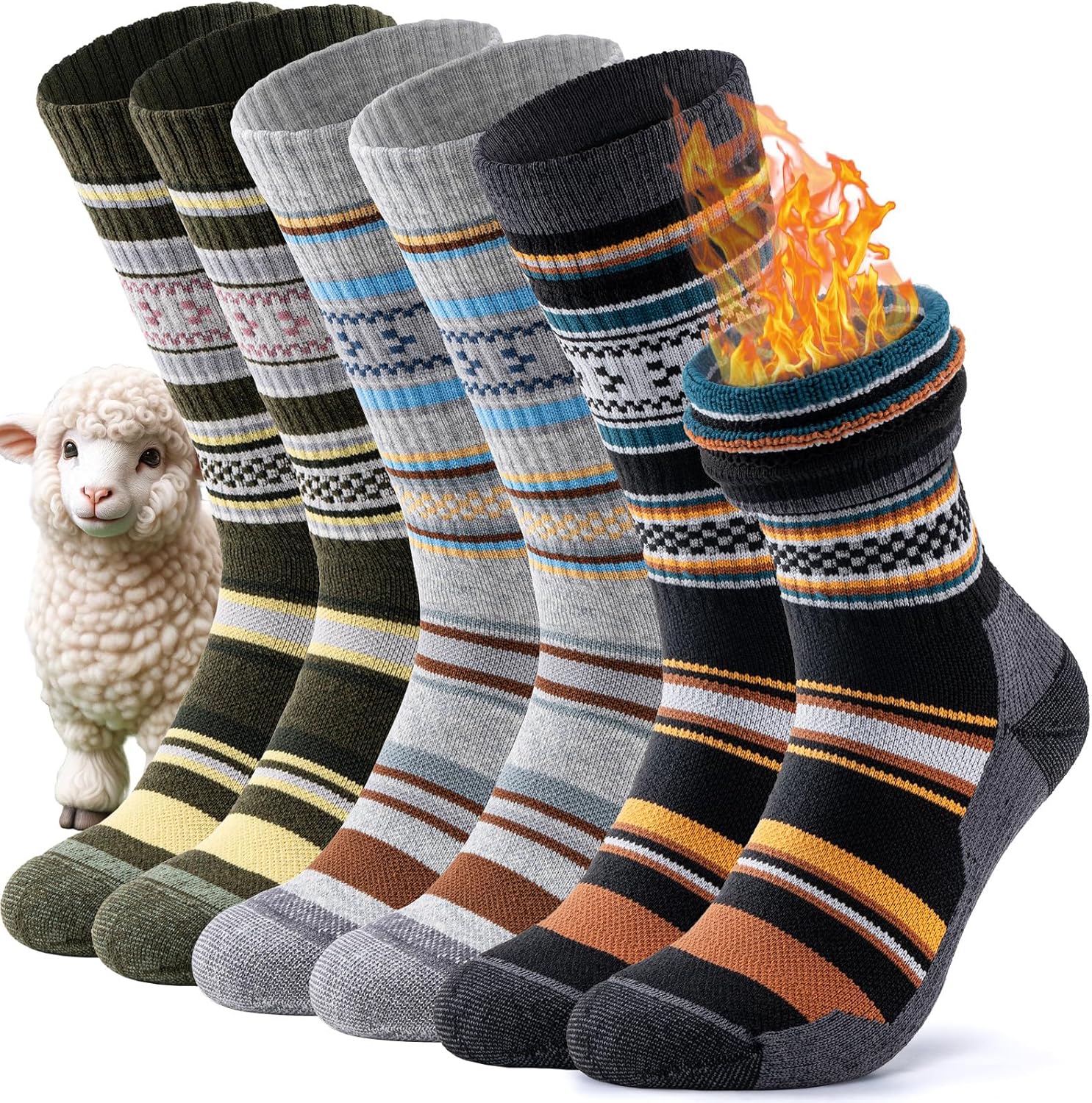 TANSTC Mens Socks Merino Wool Thermal Socks for Men & Women Warm Winter Thick So...