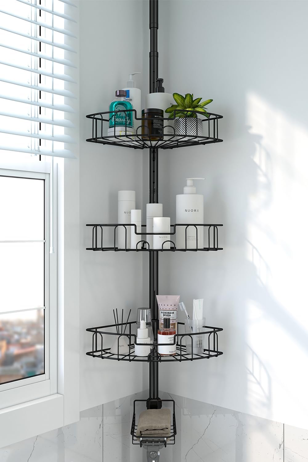 Corner Shower Caddy Tension Pole, Rustproof Stainless Steel Tension Rod Corner S...