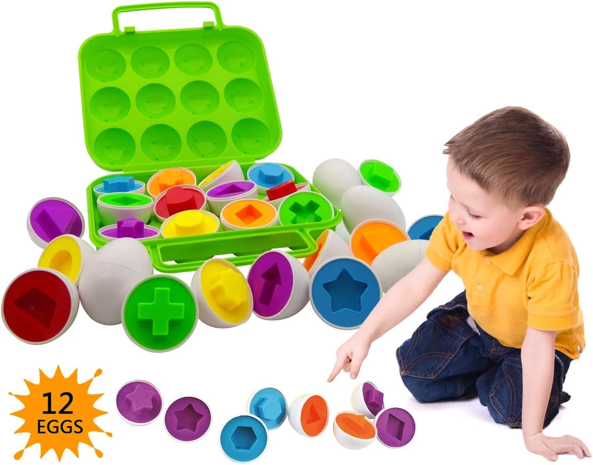 Beakabao 12pcs Color and Shape Matching Egg Set Montessori Toddler Education Cla...