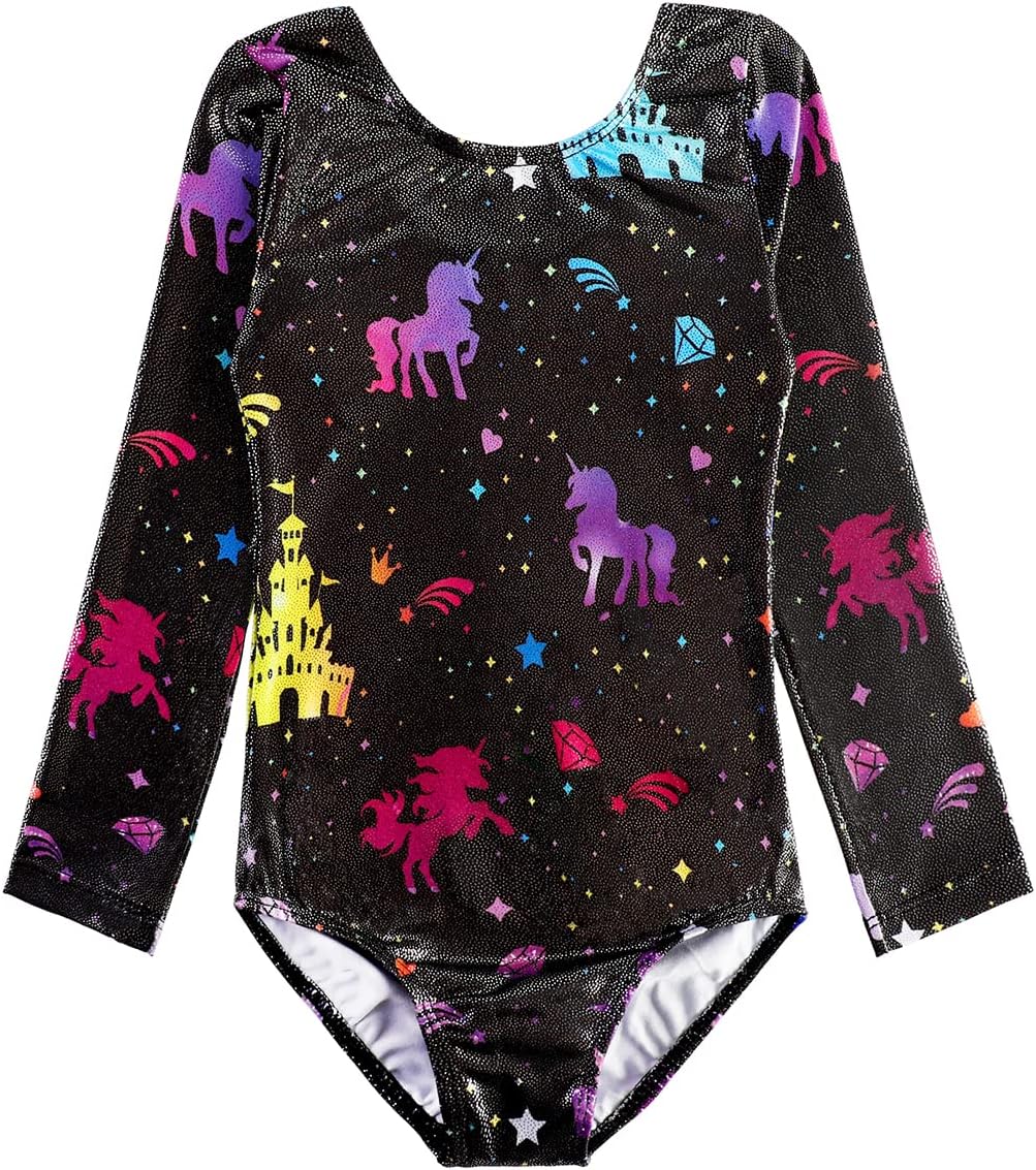 HOZIY Long Sleeve Leotards for Girls Gymnastics Kids Toddler Tumbling Outfits Fl...
