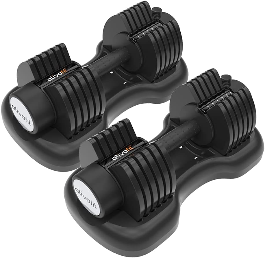 ATIVAFIT 12.5KG/20KG/25KG Adjustable Dumbbells Set with Anti-slip Handle 10 In 1...