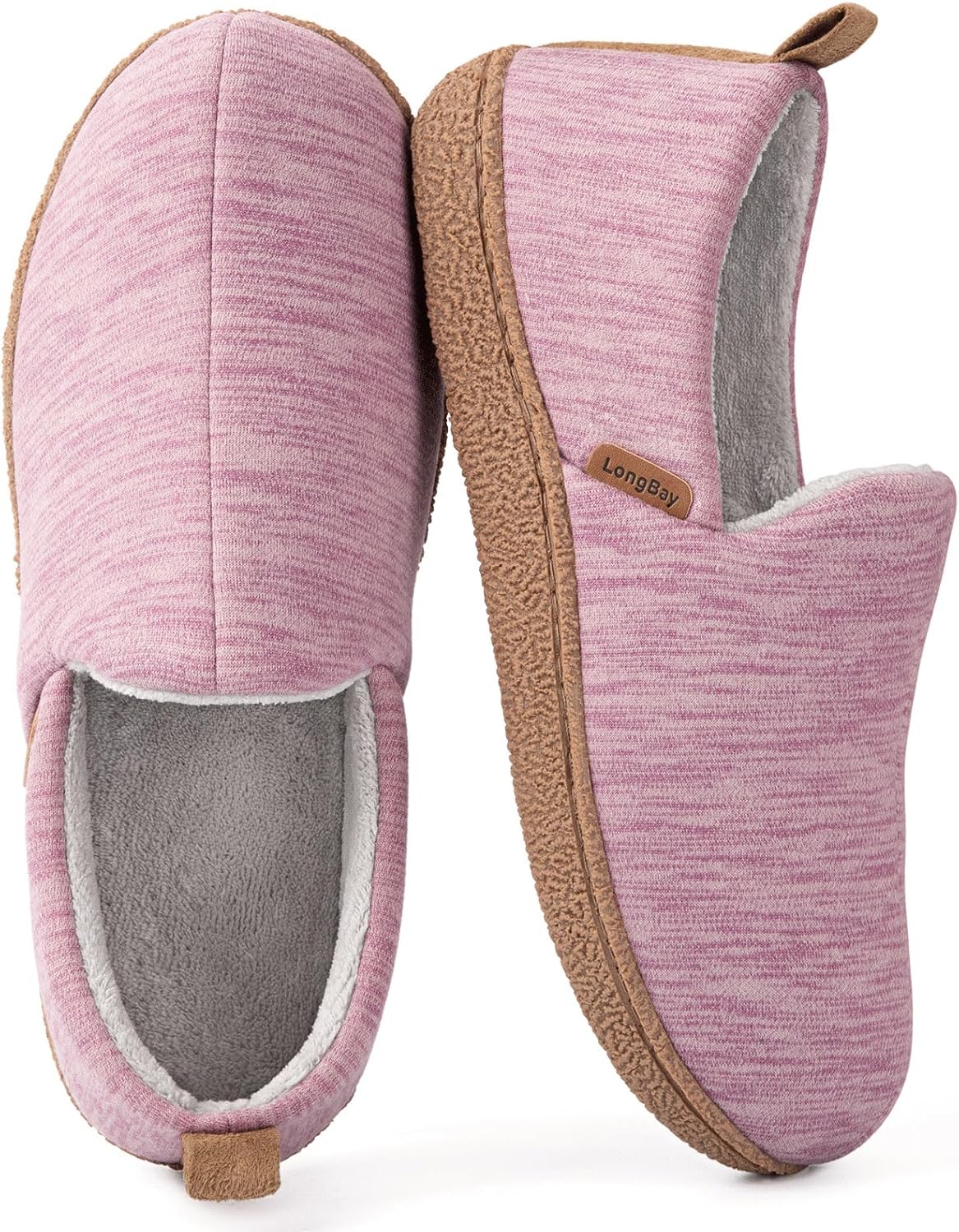 LongBay Women's Memory Foam Slippers Cozy Brushed Jersey Breathable House Shoes...
