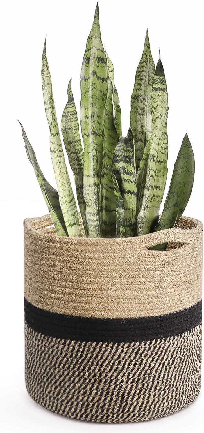 TIMEYARD Sturdy Jute Rope Plant Basket Modern Woven Basket for 10" Flower Pot Fl...