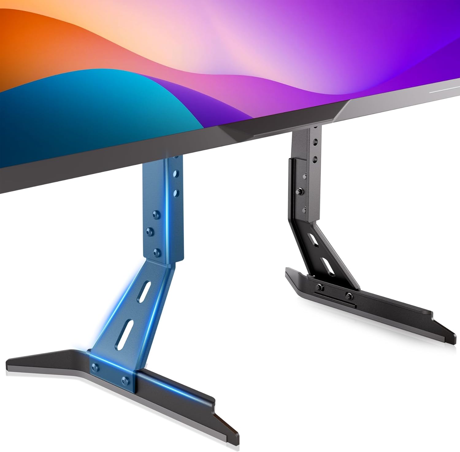 Universal TV Stand Base Replacement,Metal TV Legs-7 Level Height Adjustable,Desk...