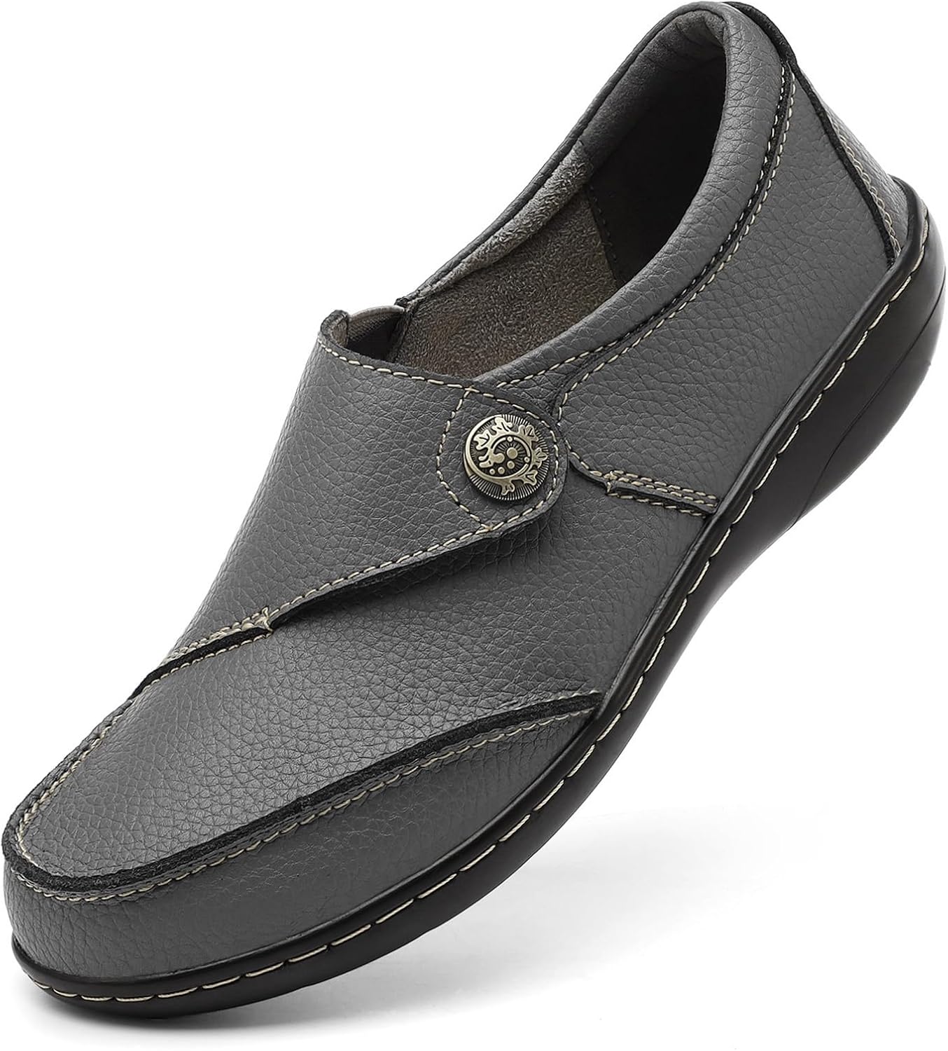 TERRIKAT Women's Classic Casual Leather Loafers Cute Moc Toe Slip On Comfort Wal...