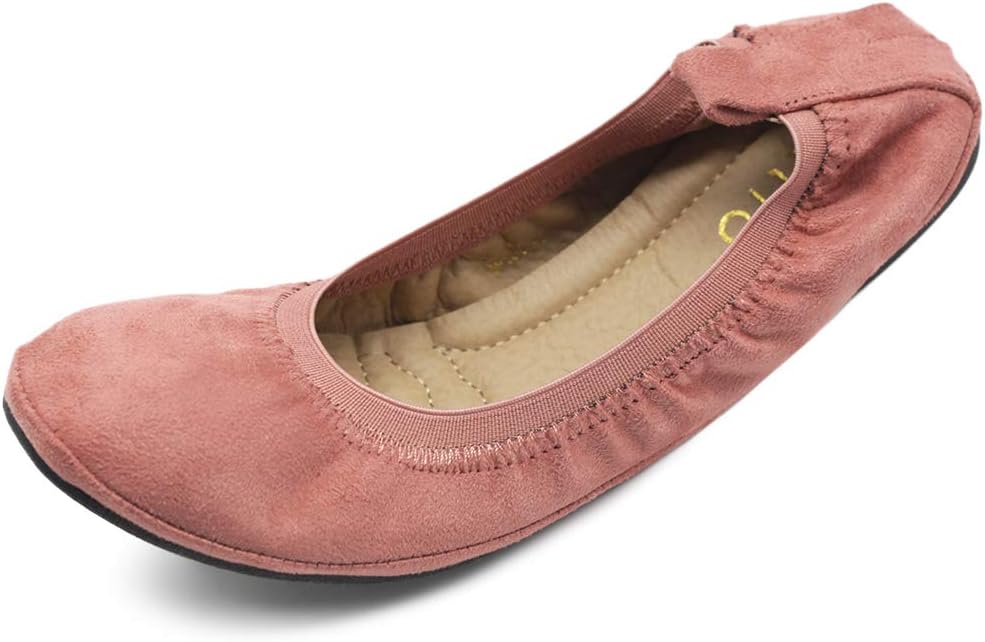 Ollio Women's Shoes Faux Suede Comfort Ballet Flat 8.5 Blush