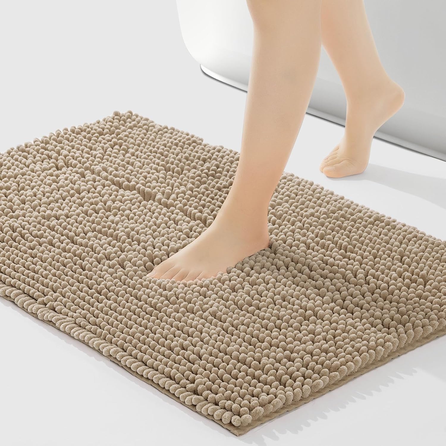 FRESHMINT Chenille Bathroom Rugs Mat 24"x17", Non-Slip Bath Mat for Bathroom Flo...