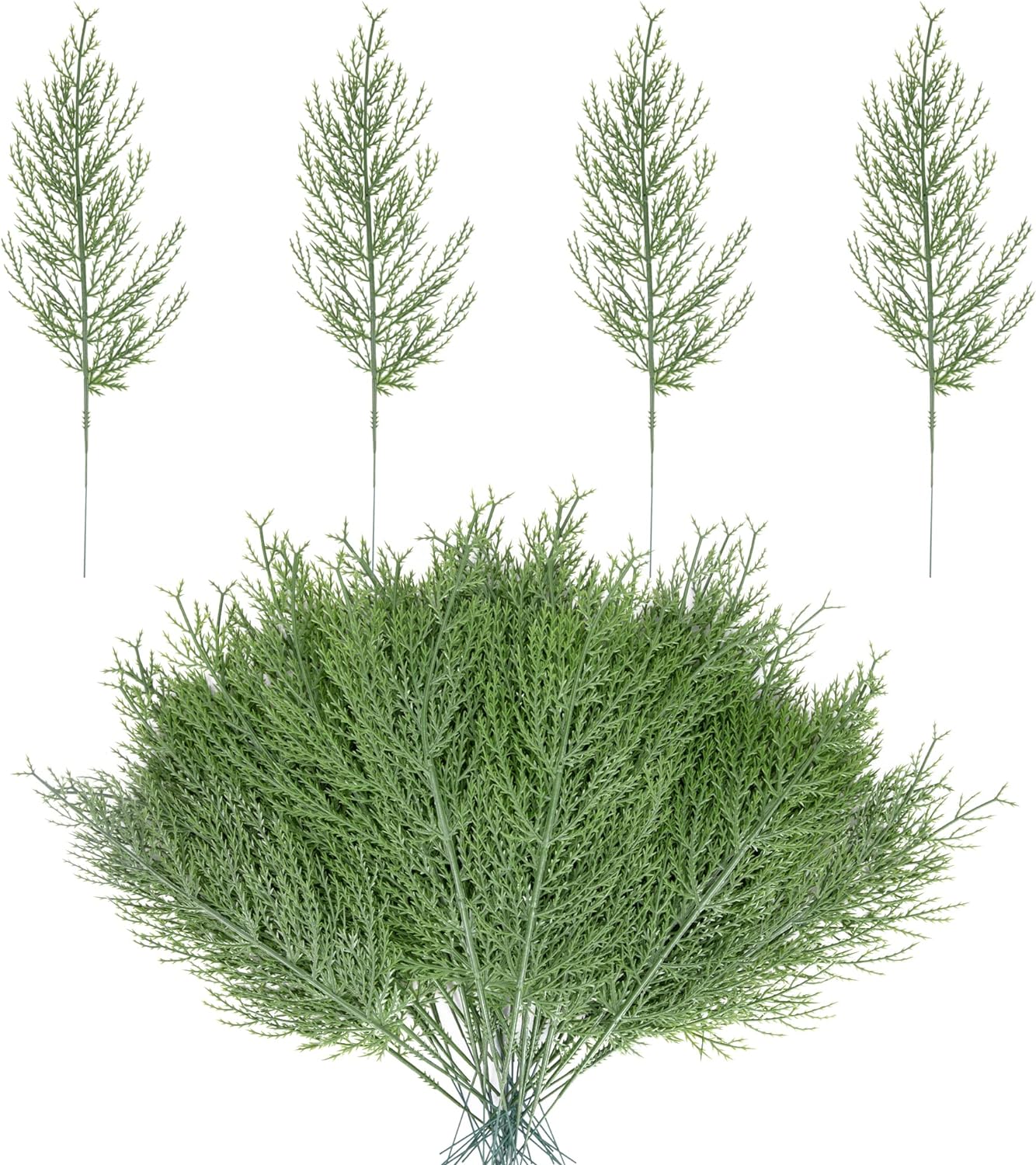 Alpurple 25 PCS Artificial Pine Branches-13.7 Inches Fake Greenery Plants Pine S...