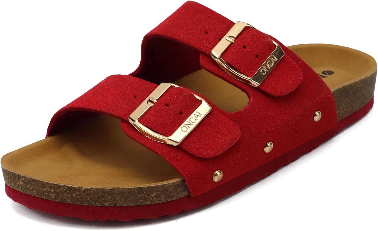 ONCAI Womens Flat Slide Sandals with Arch Support 2 Strap Adjustable Buckle Slip...