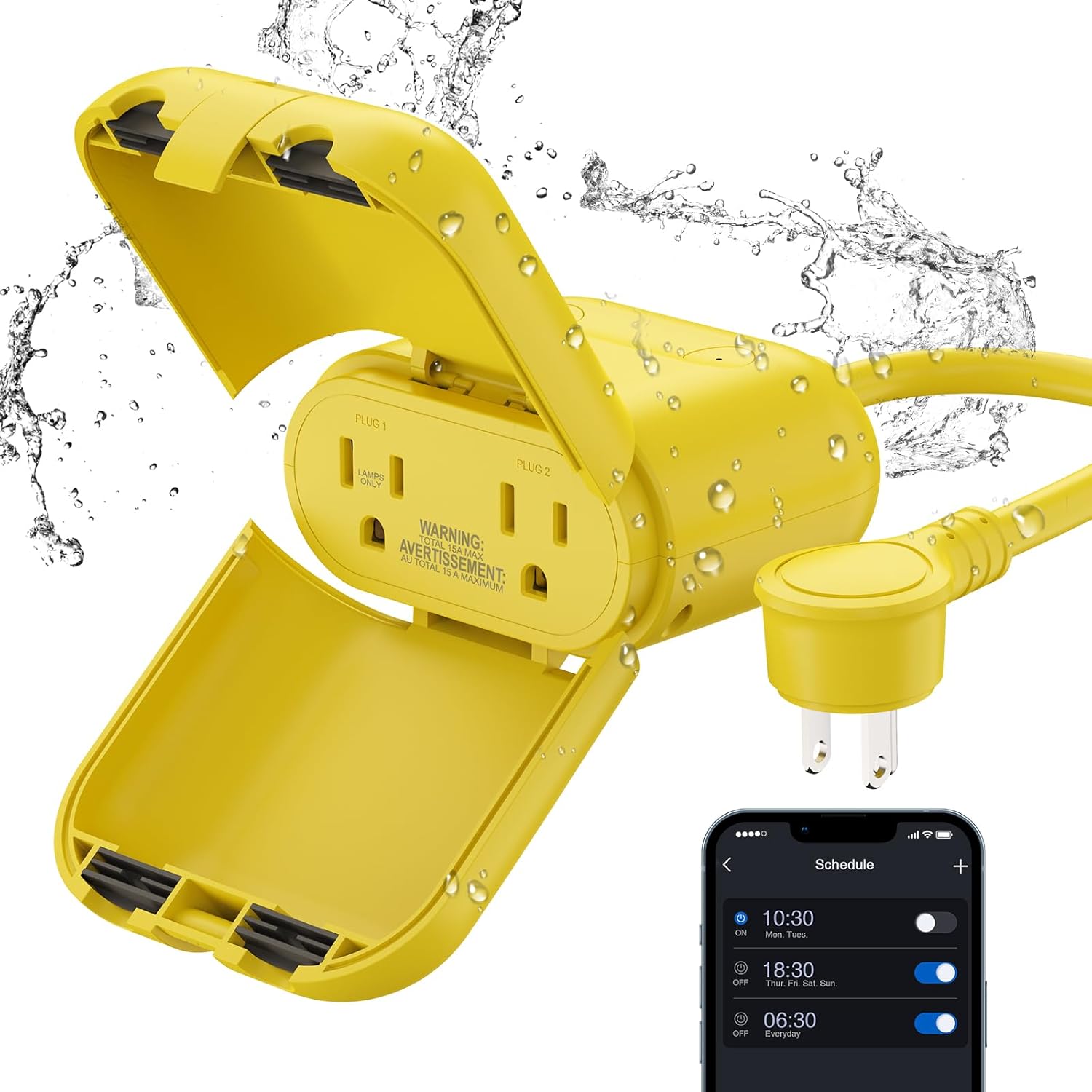 ELEGRP Outdoor Smart Dimmer Plug Waterproof IP66, Smart WiFi Plug with 2 Individ...