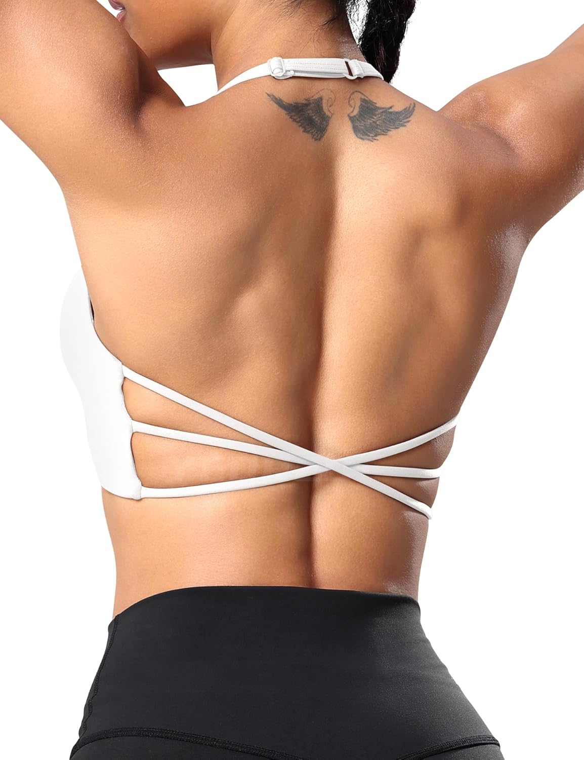 YEOREO Women's Sports Bra Halter Workout Sports Bra Strappy Criss Cross Back Bra...