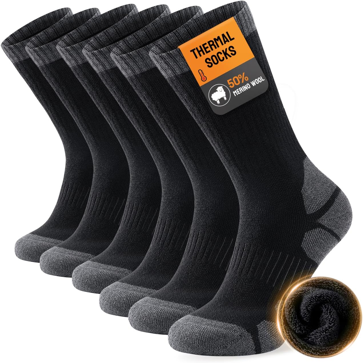 TANSTC Thermal Socks Merino Wool Socks for Men Women, Thick Warm Crew Sock for W...