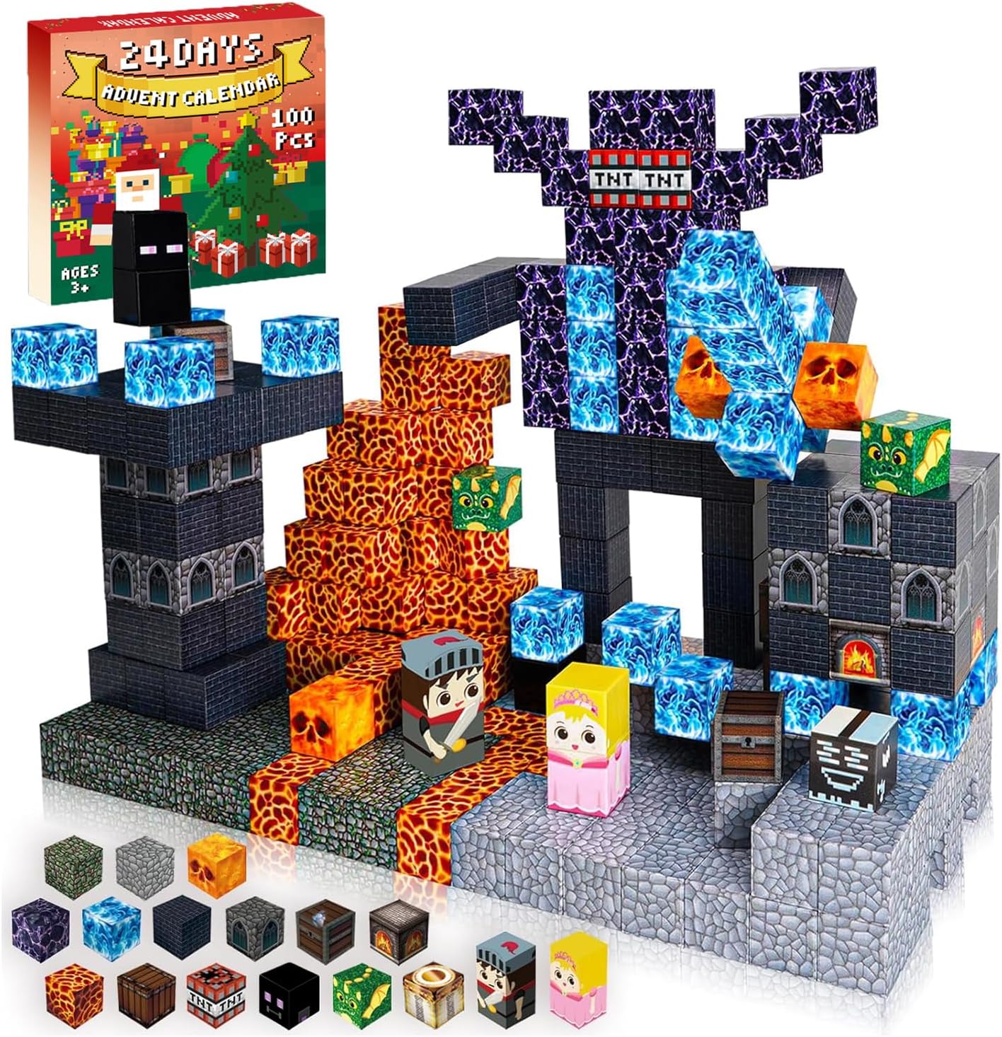 ToyUnited Magnetic Blocks Christmas, 100PCS Magnetic Building Blocks Magnetic Ti...