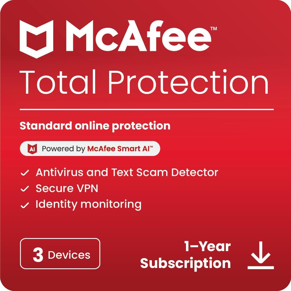 McAfee Total Protection 3-Device 2025 |12-Months |Antivirus, Secure VPN |Include...