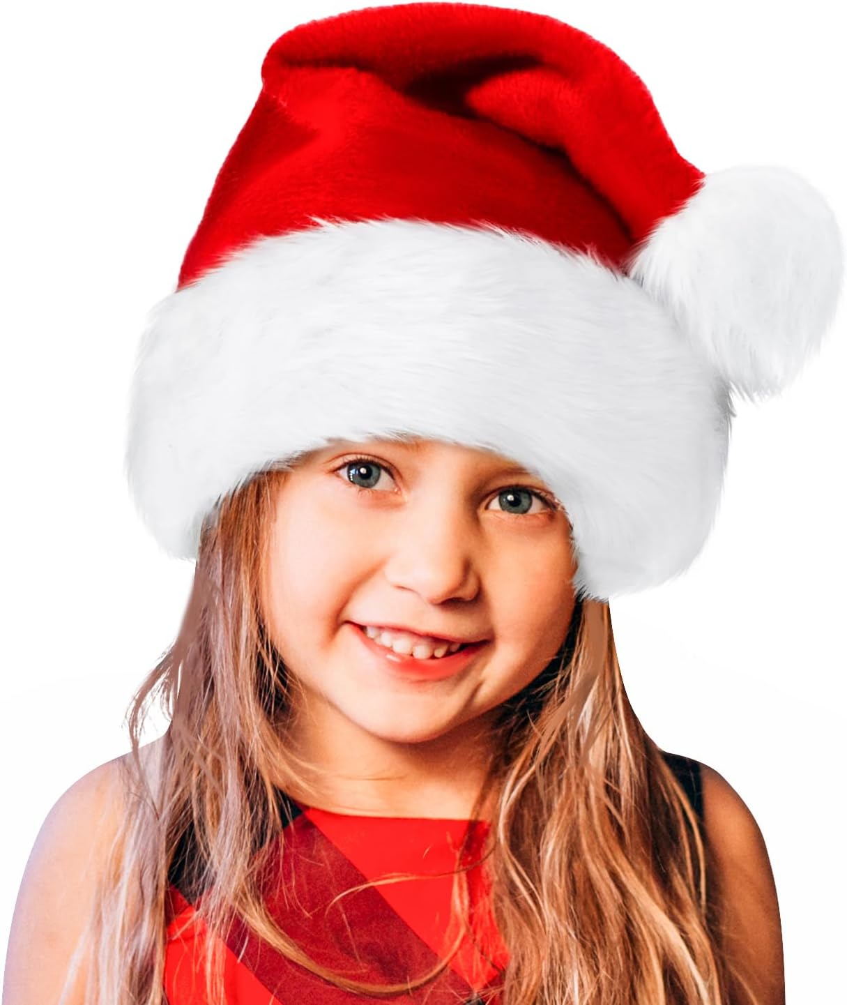 BOSONER Santa Hat,Xmas Holiday Hat for Kids,Unisex Velvet Comfort Christmas Hats...