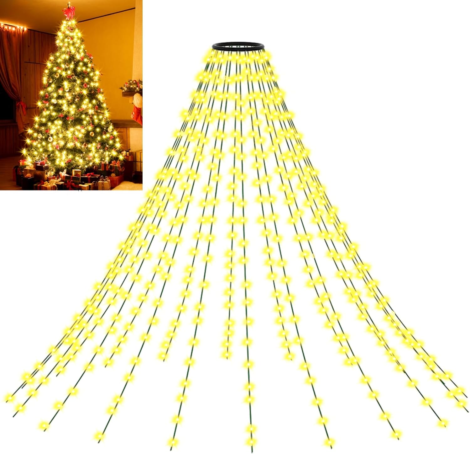MOVEONSTEP Christmas Tree Lights, 2m*20 Lines 400LEDs Fairy Lights Mains Powered...