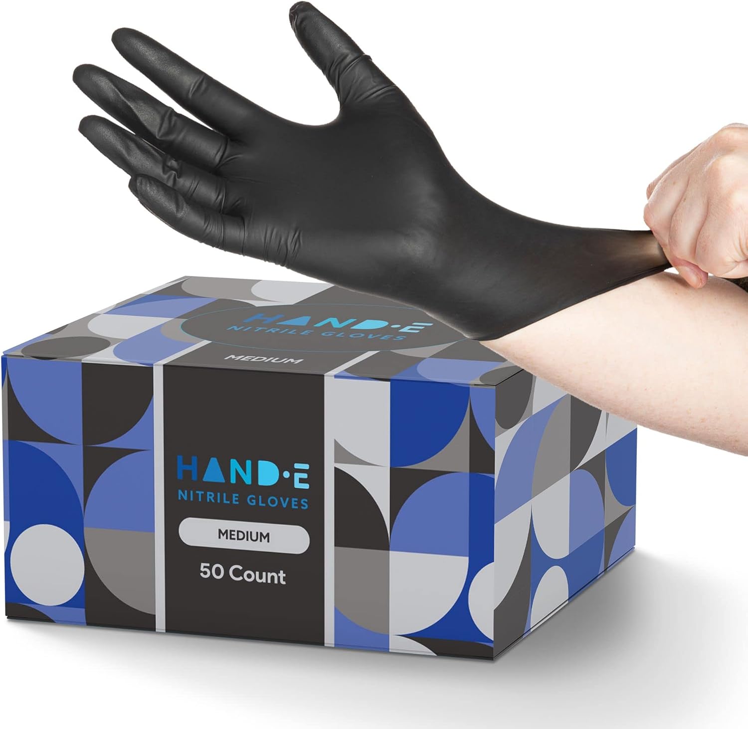 Hand-E Touch Black Nitrile Disposable Gloves - Latex Free BBQ, Tattoo, Hair Dye,...