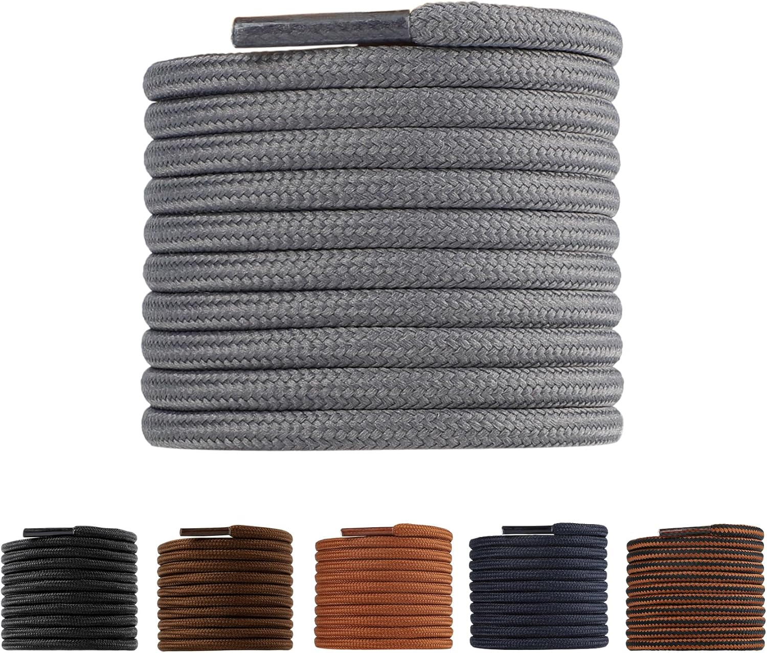 LARGERED Round Shoe Laces Work Boot Laces Heavy Duty, Durable Thick 4mm Shoelace...