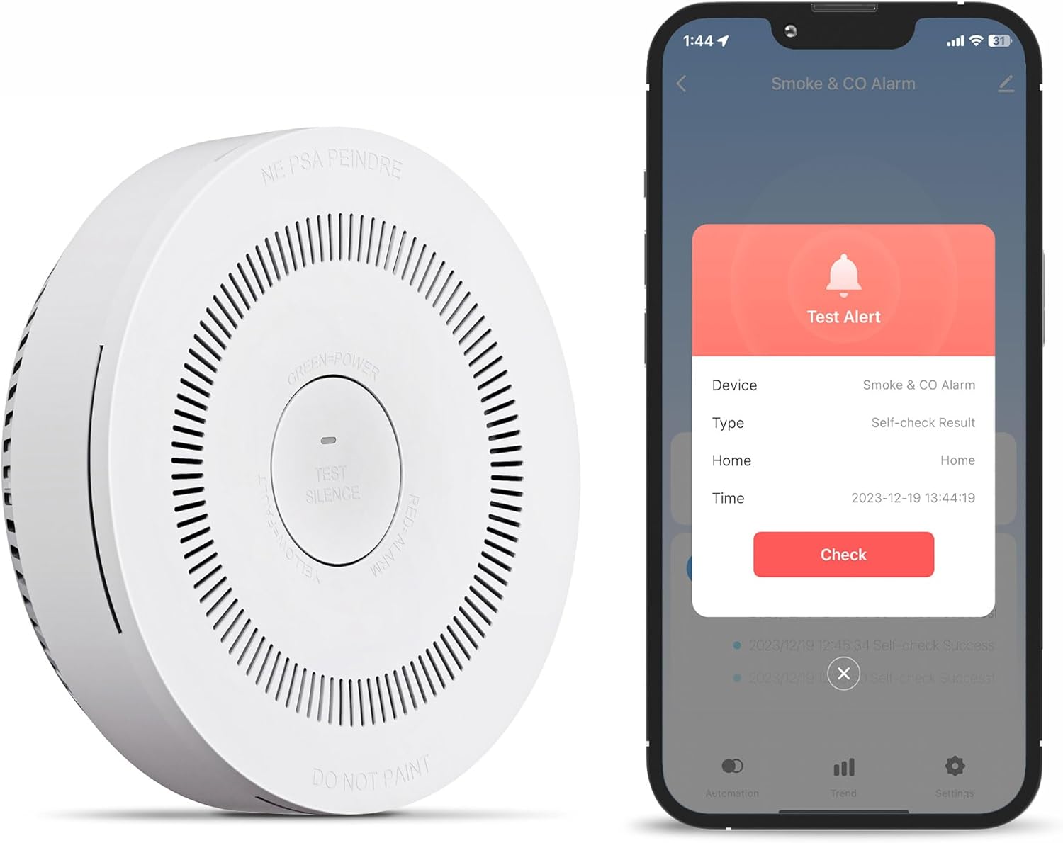 TREATLIFE Smart WiFi Smoke & Carbon Monoxide Detector, Battery Backup, Smoke & C...