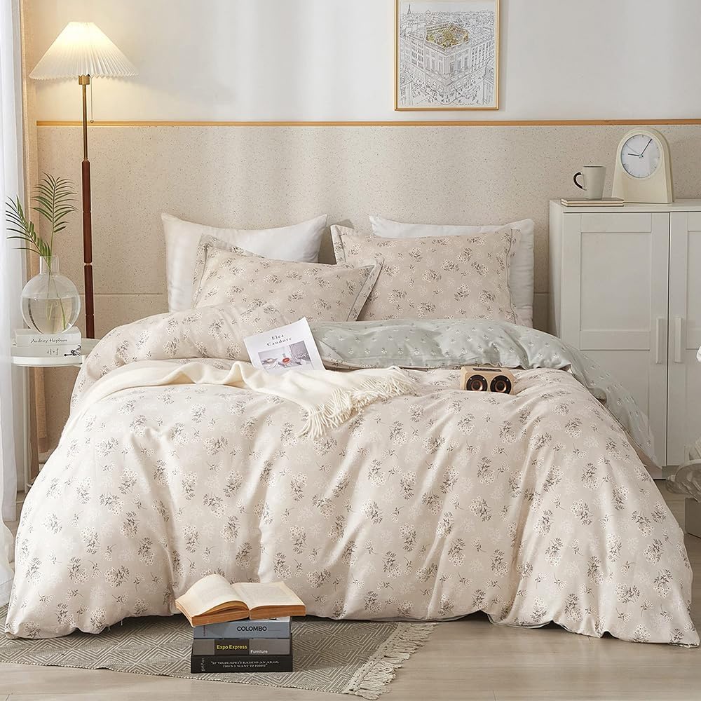 HighBuy Boho Floral Duvet Cover Twin XL Cotton Aesthetic Bedding Set,Comforter C...