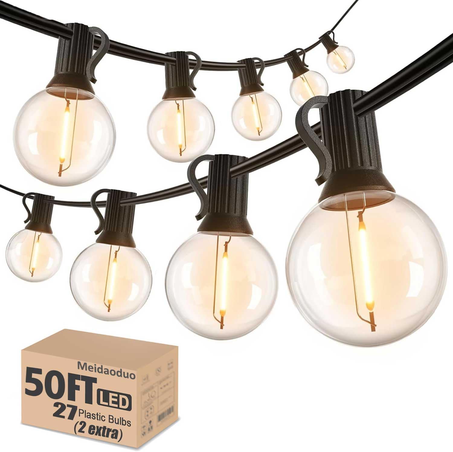 Outdoor String Lights 50FT G40 LED Globe String Lights Patio Lights Connectable...