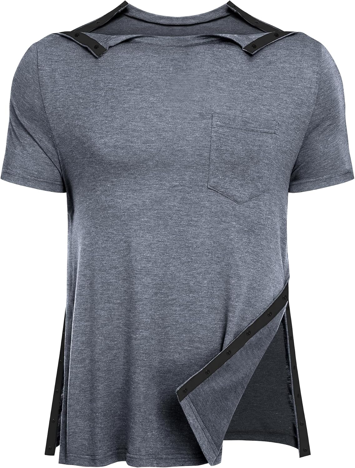 URRU Men's Post Shoulder Surgery Shirts Recovery Full Tear Away Short Sleeve Sna...