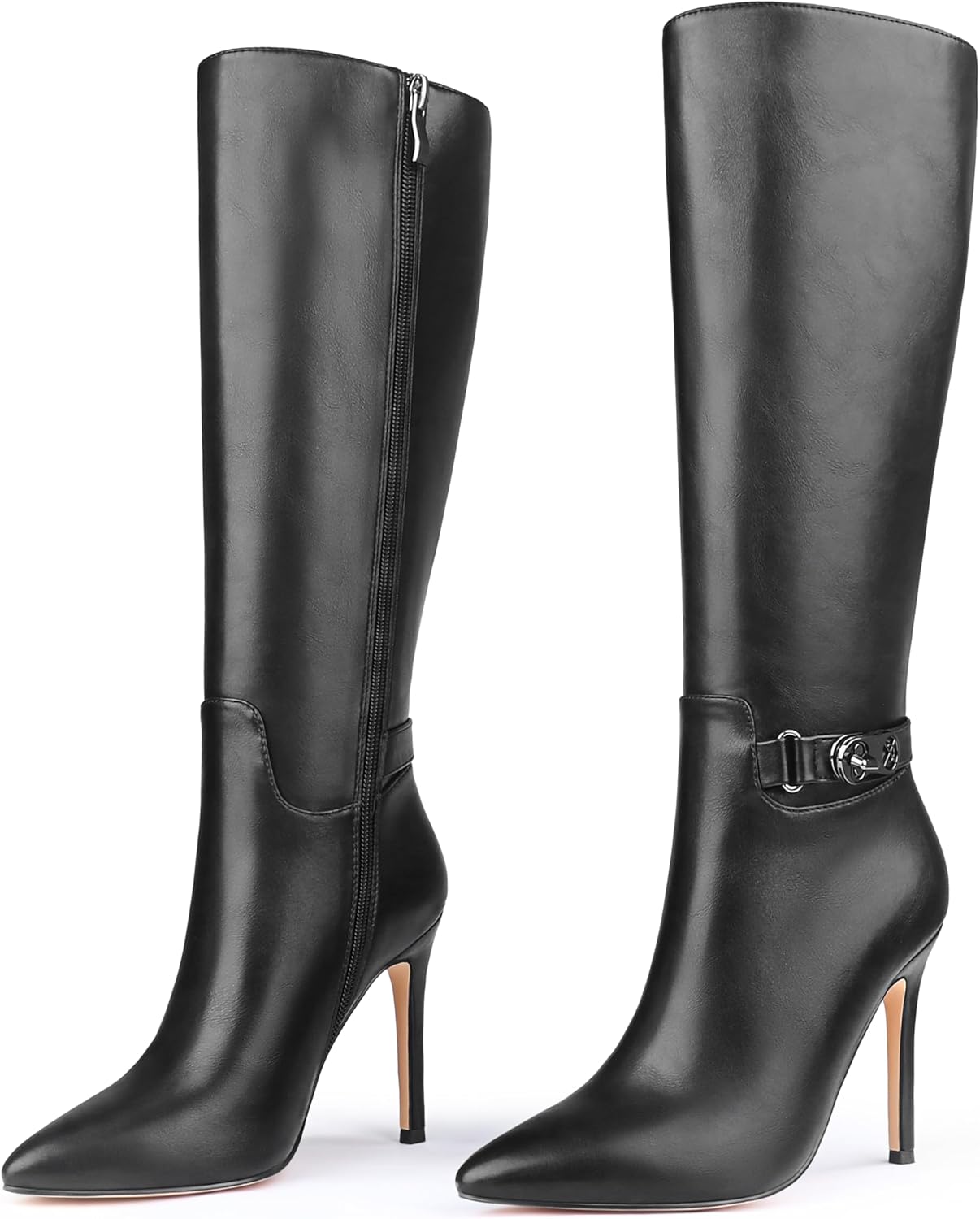 MERUMOTE Stiletto Knee High Boots Women Sexy Pointed Toe Zipper High Heels Boots...