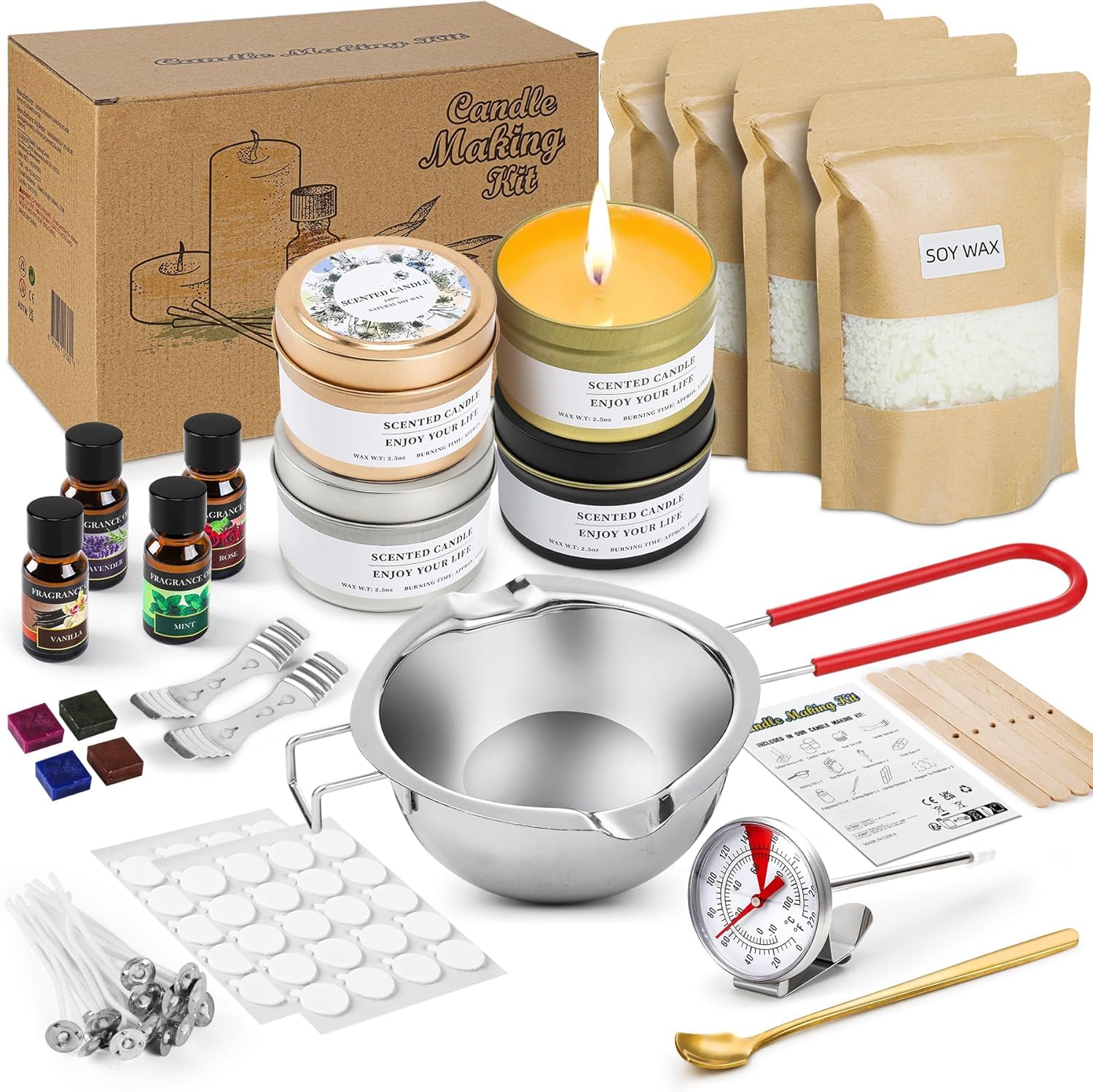 Popolic Candle Making Kit, DIY Scented Candle Supplies Candle Craft Gift Set,Col...