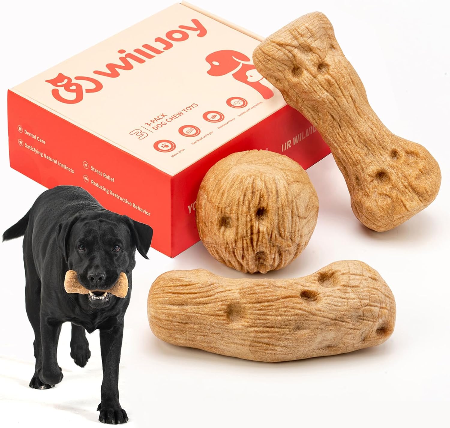 Willjoy 3-Pack Dog Toys for Aggressive Chewers, Dog Chew Toys for Aggressive Che...