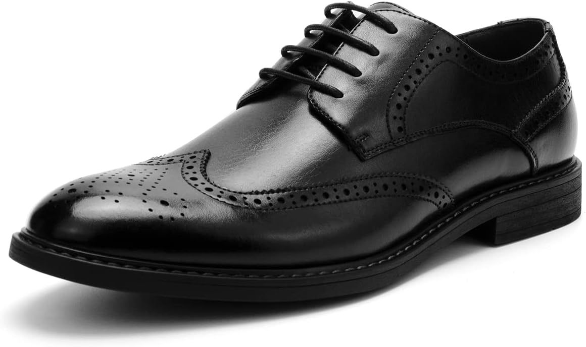 Temeshu Men's Dress Shoes Casual Oxford Shoes Business Formal Shoes 12 Black