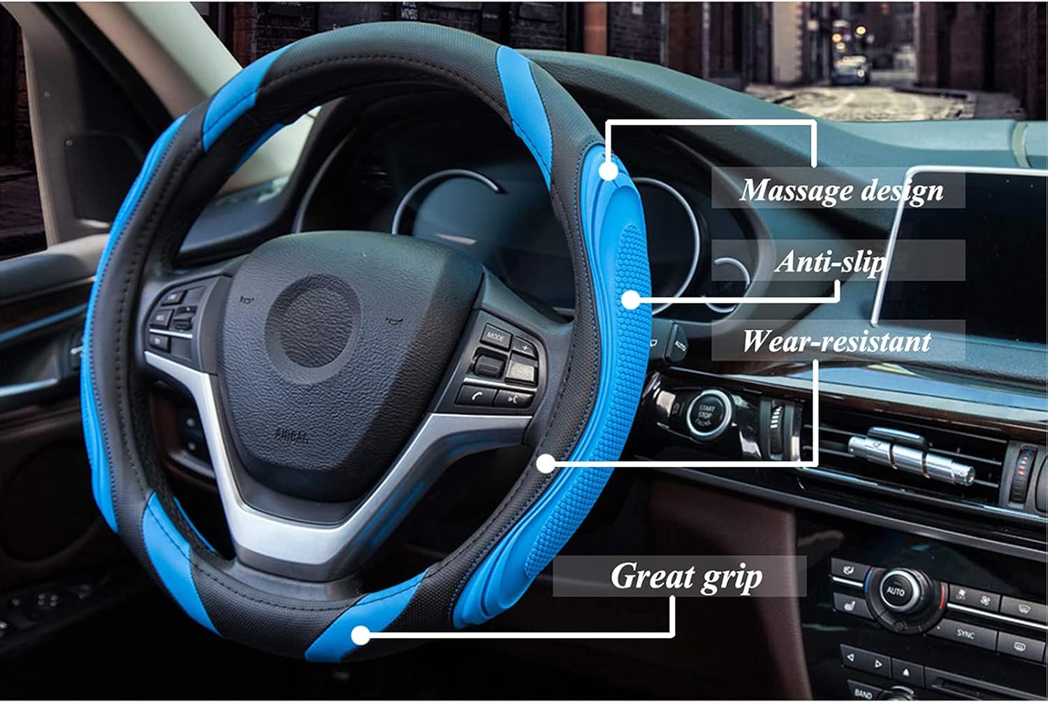Steering Wheel Cover - Car Wheel Cover Leather, Sportage Universal Size M 37-38c...