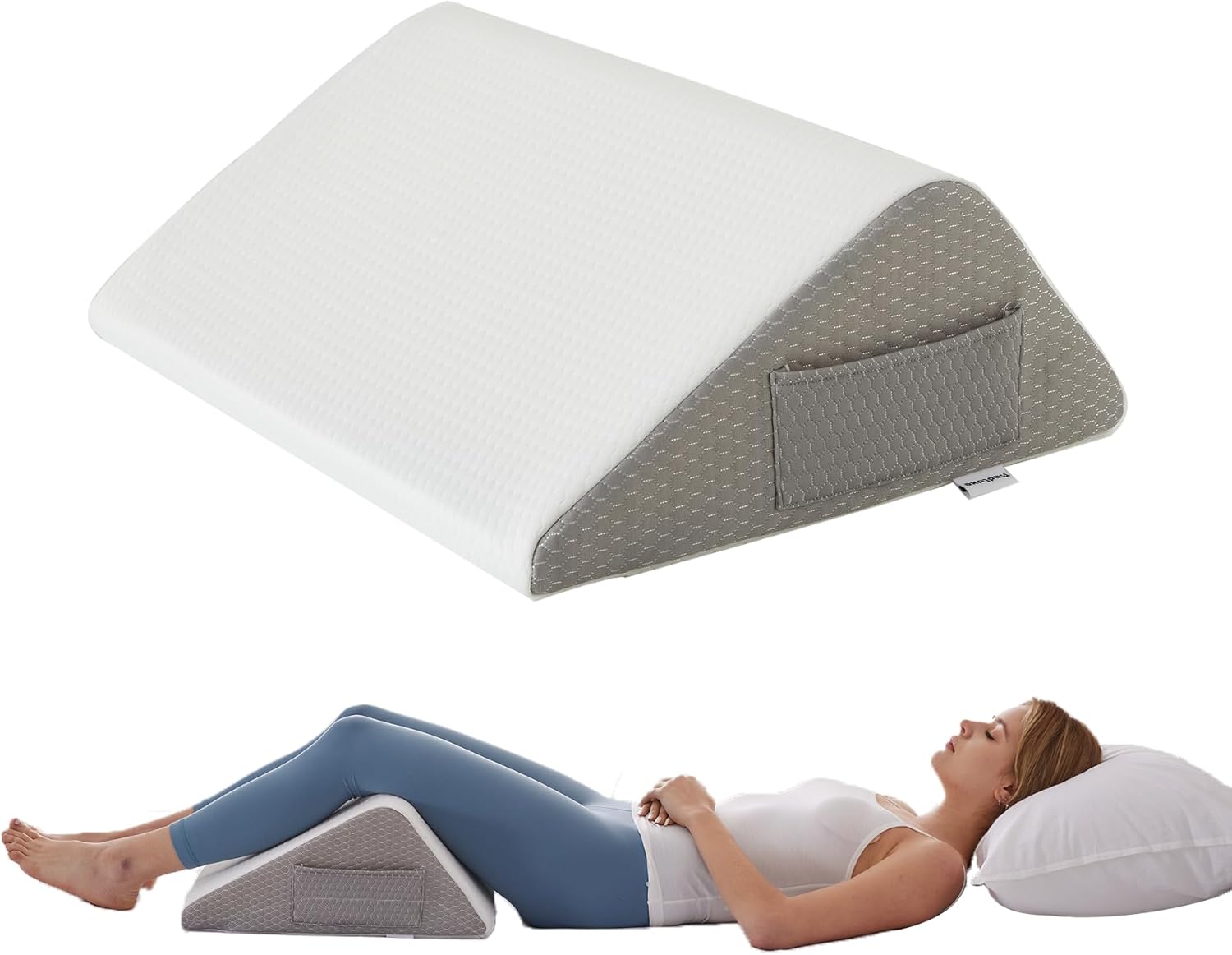 Knee Wedge Pillow, Memory Foam Leg Pillow Bed Wedge for Sleeping, Wedge Pillow f...