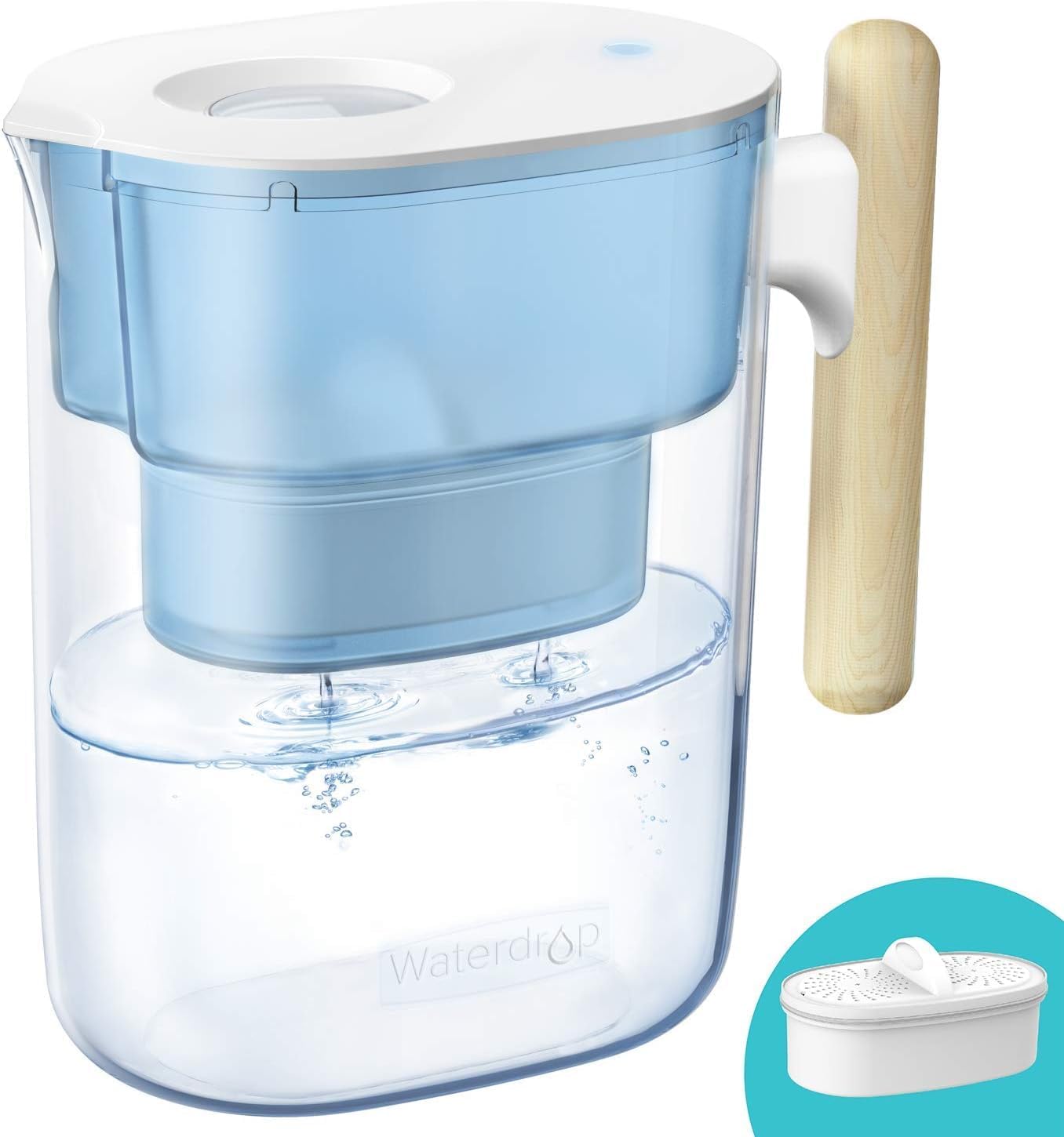 Waterdrop Water Filter Pitcher with 1 Filter, 200-Gallon Long-Life, Chubby 10-Cu...