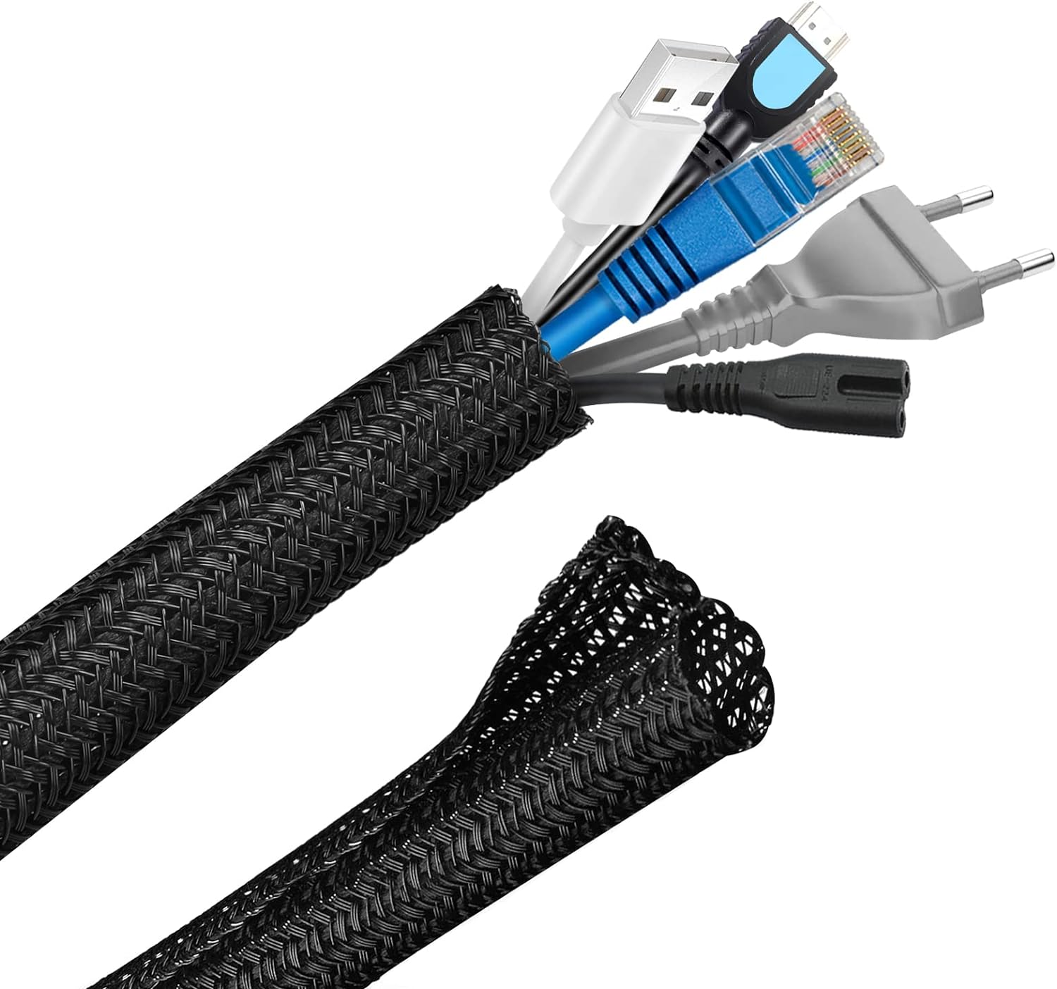 Hocerlu Cable Tidy Sleeve, Flexible 3m Braided Cable Management, Diameter 12-20m...