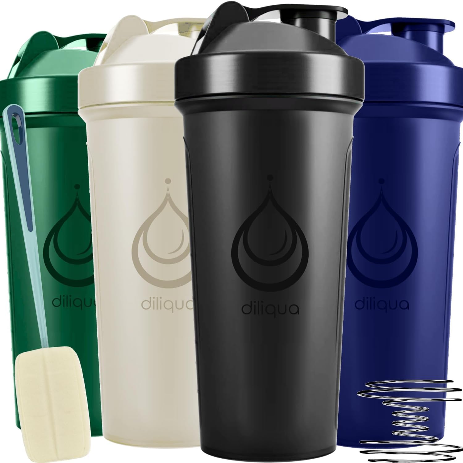 4 PACK, 28 oz Shaker Bottles for Protein Mixes | BPA-Free & Dishwasher Safe | 4...