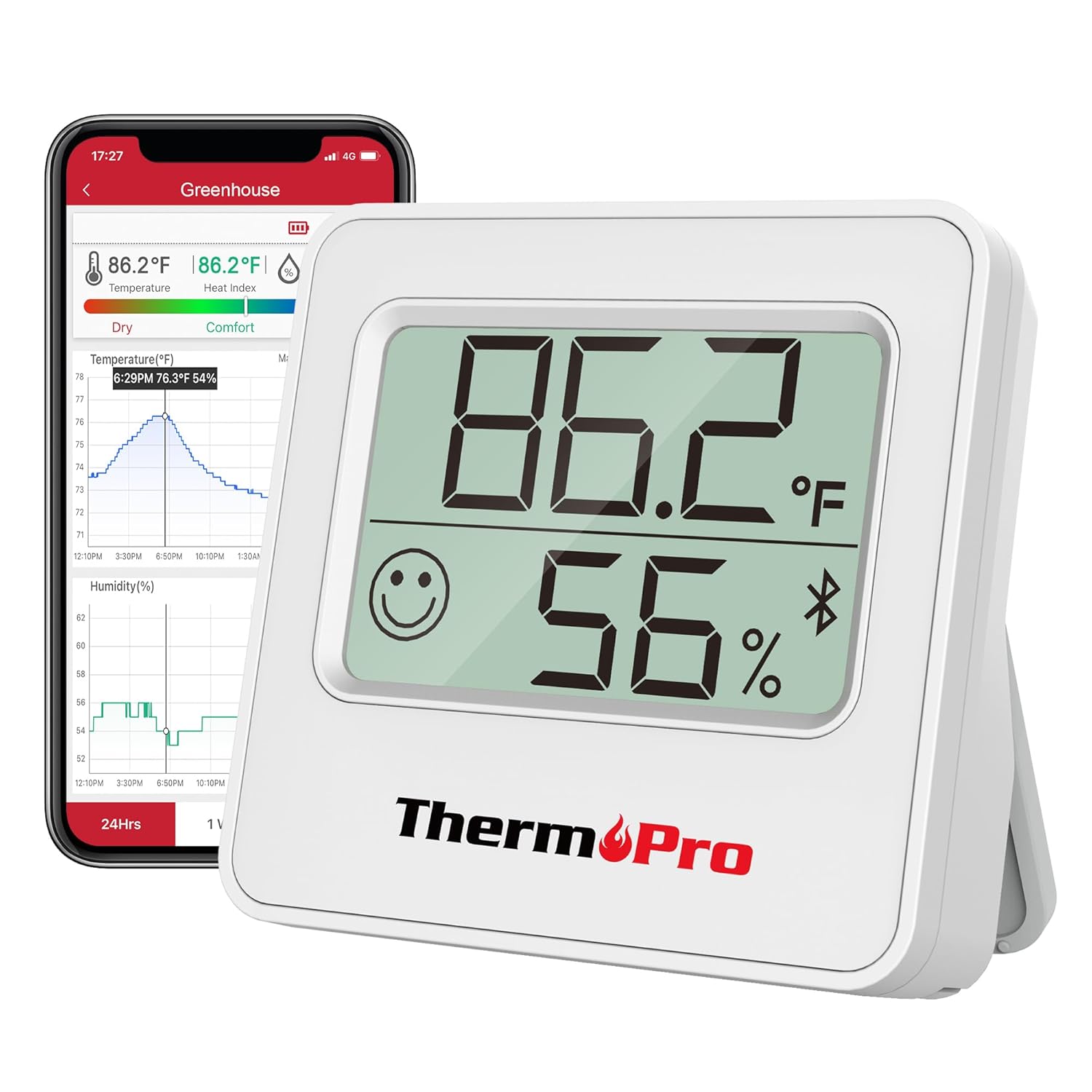 ThermoPro TP357 Digital Hygrometer Indoor Thermometer of 260FT, Bluetooth Thermo...