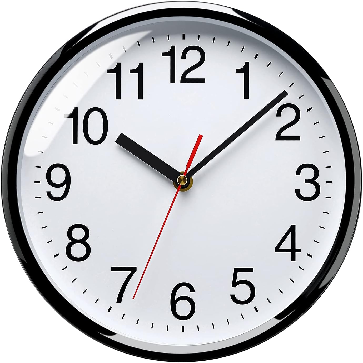 Plumeet Silent Wall Clock - 10" Non Ticking Quartz Black Wall Clocks - Simple De...