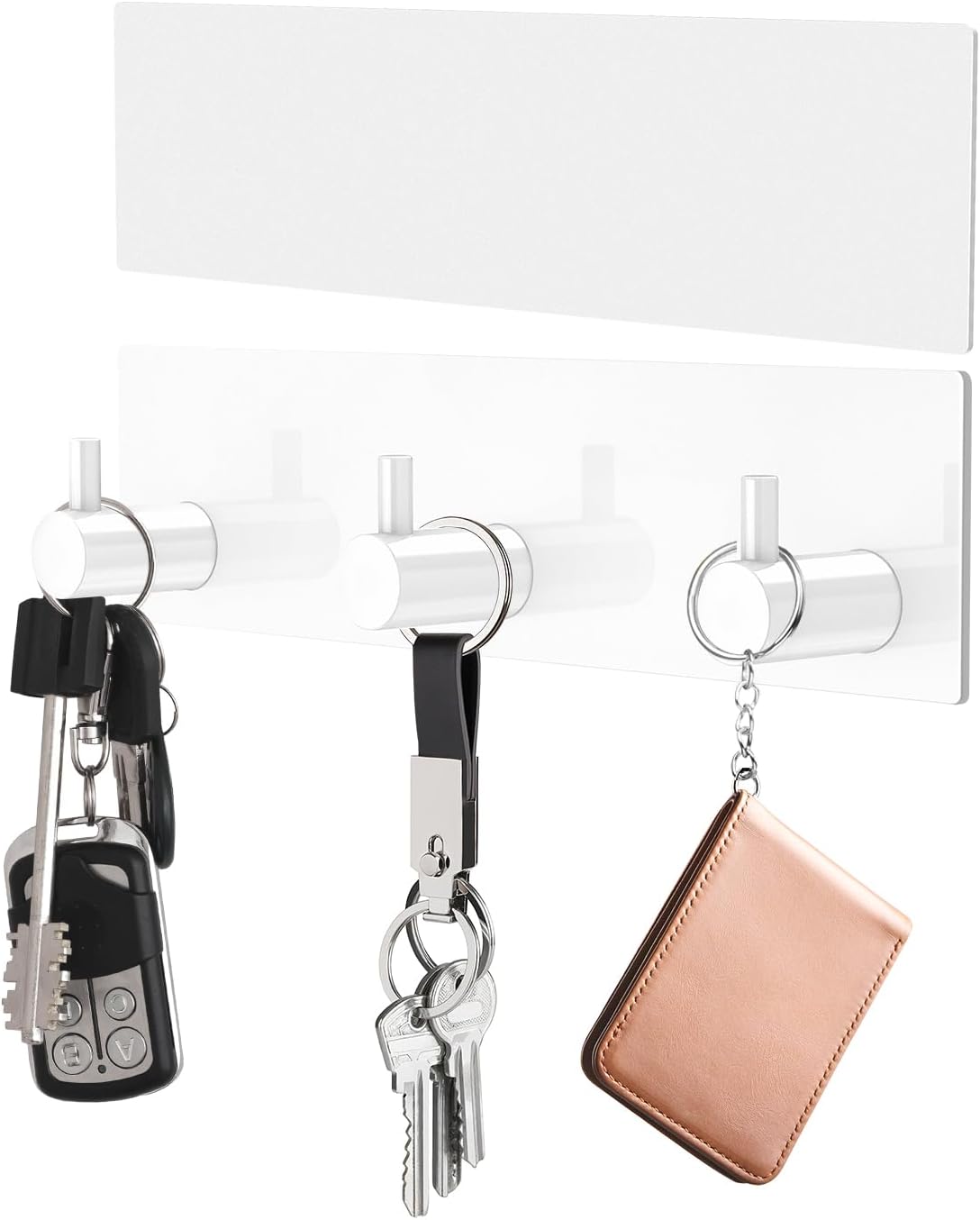 VIS'V Key Holder Wall Mount, Small Self Adhesive Key Hanger Metal Key Rail with...