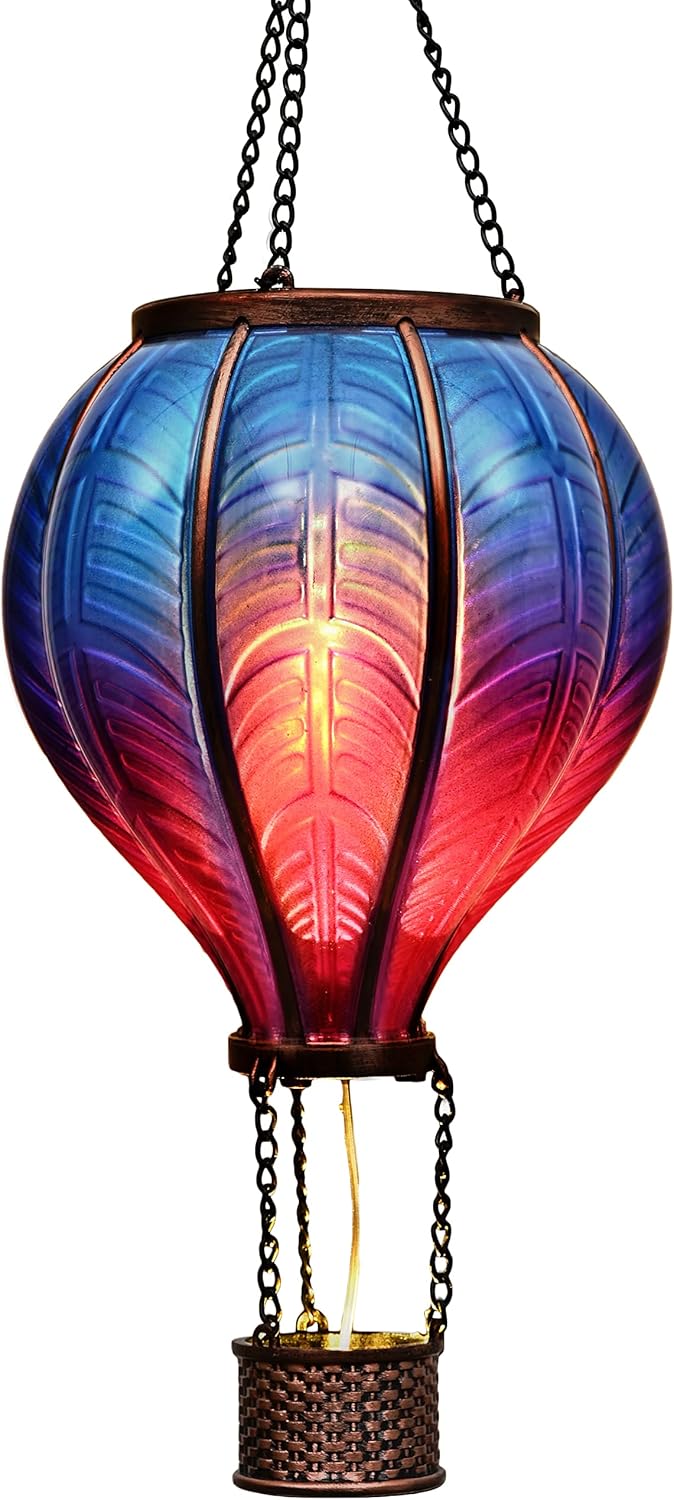 TERESA'S COLLECTIONS Hot Air Balloon Solar Lantern for Garden Decor Halloween Ch...