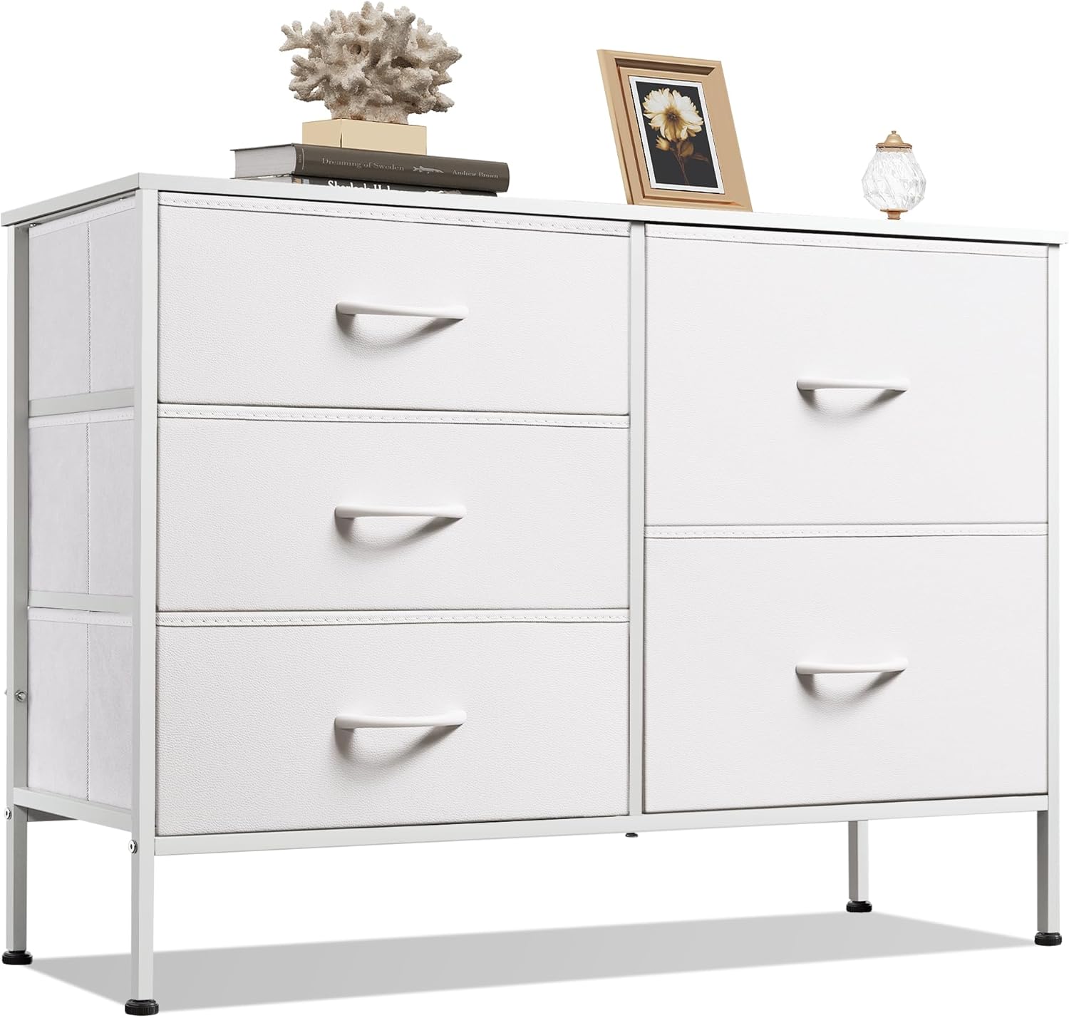 WLIVE Dresser for Bedroom with 5 Drawers, Wide Bedroom Dresser with Drawer Organ...