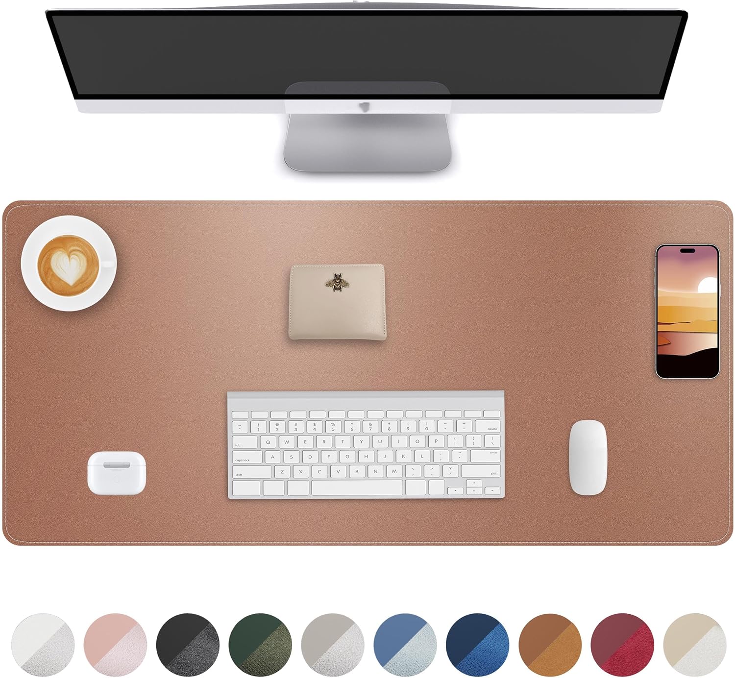 Leather Desk Pad Protector,Desk Mat,Large Mouse Pad, Non-Slip Desk Pad, Waterpro...