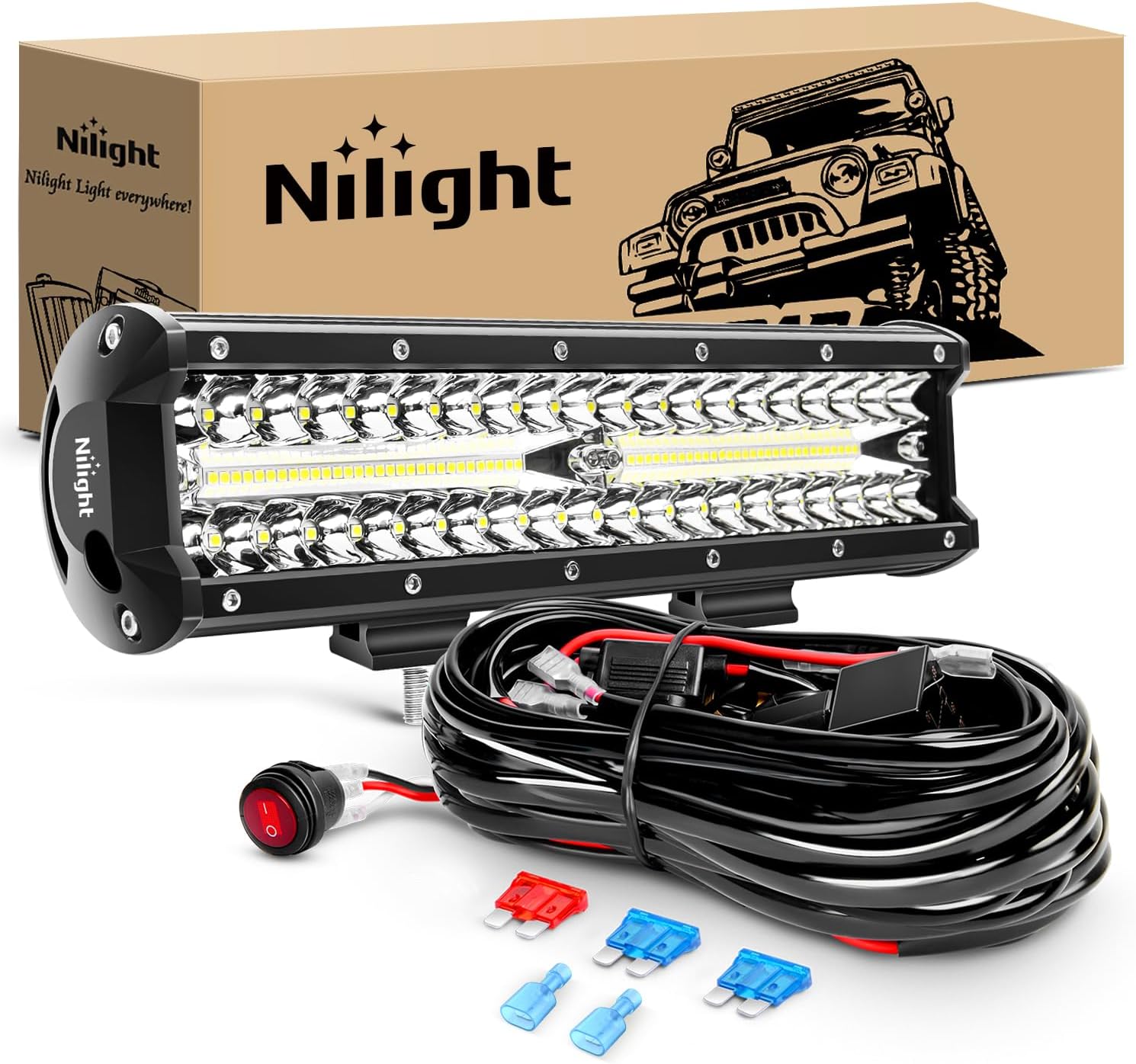 Nilight ZH411-A 12Inch 12 Inch 300W Triple Row Flo...