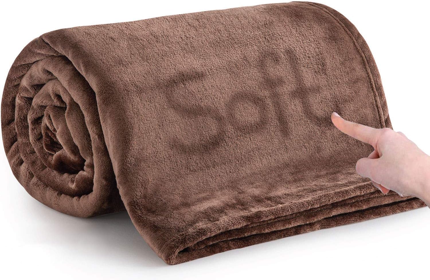 MOONLIGHT20015 Fleece Blanket Throws for Sofas - 400 GSM Brown Blankets Sofa Bed...