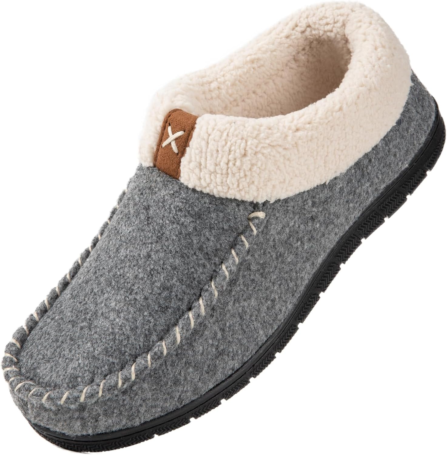 VeraCosy Women's Moccasin Slippers Warm Comfy Wool-felt Memory Foam Indoor House...