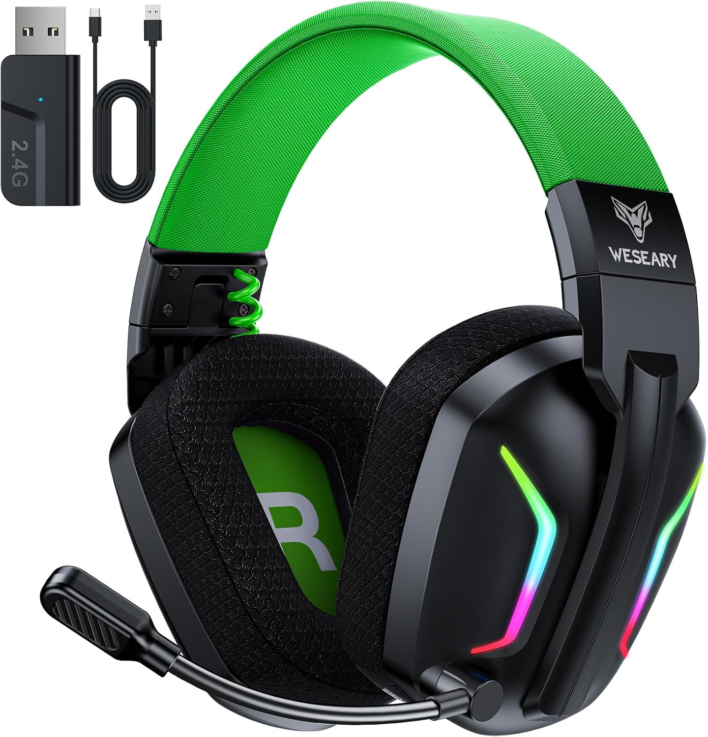 WESEARY Wireless Gaming Headset for PC, PS5, PS4, Switch, Mac, 2.4GHz Wireless G...