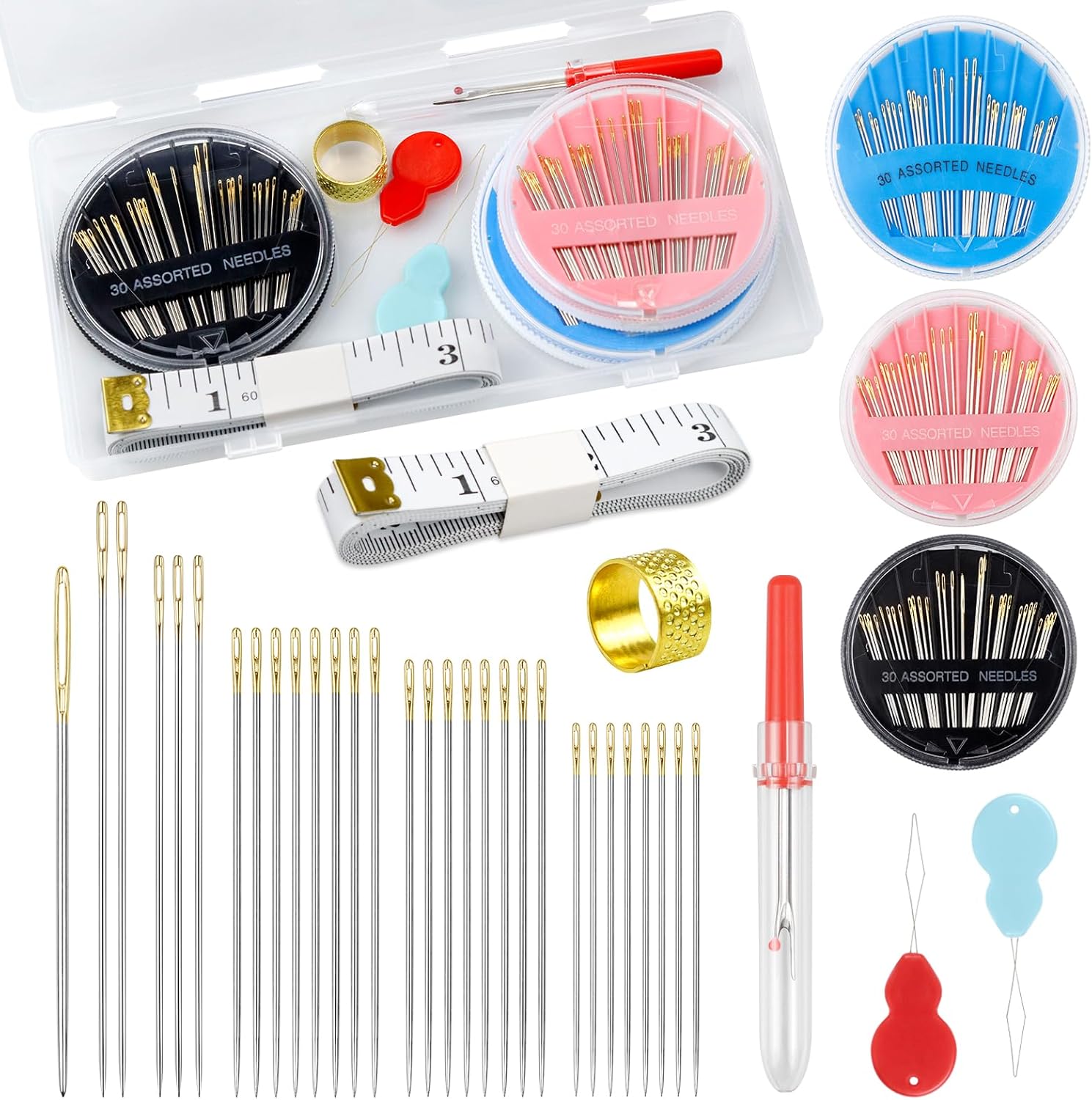 FIVEIZERO Premium Hand Sewing Needles Set,90-Count Assorted Embroidery Needles w...